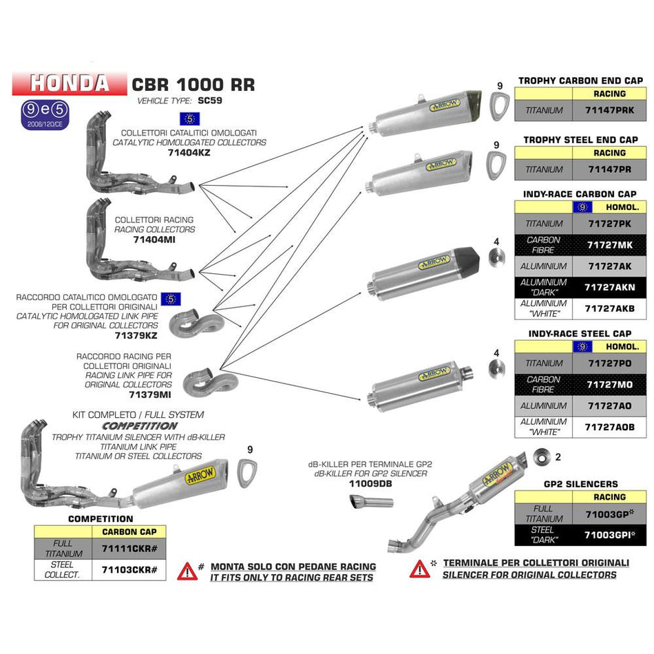 ARROW 71379MI [RAS]: LINK PIPE N-C Stainless steel - HO CBR1000RR 08>13 2