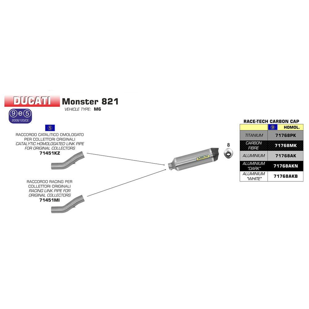 ARROW 71451MI [RAS]: LINK PIPE N-C Stainless steel R #71768 - DU DIAVEL 11>16 2