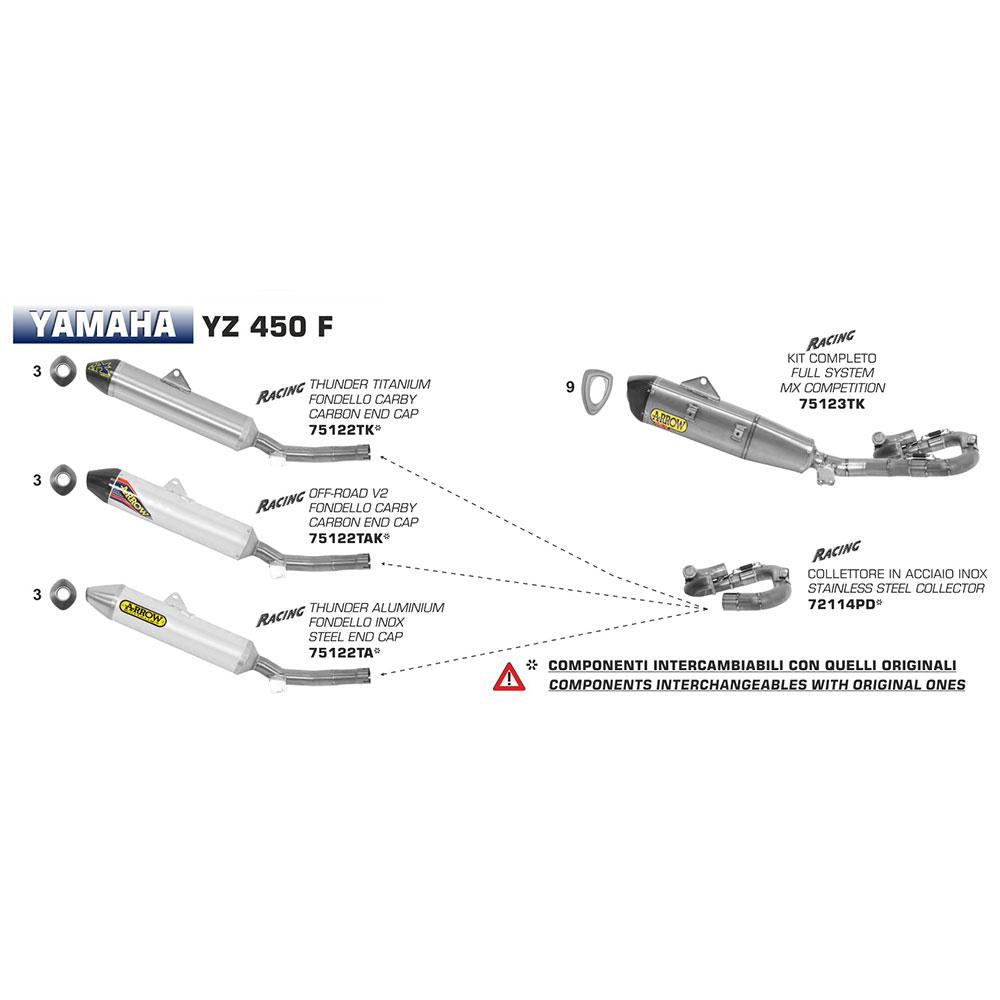 ARROW 72114PD Header Collector set :- Stainless YAMAHA 2