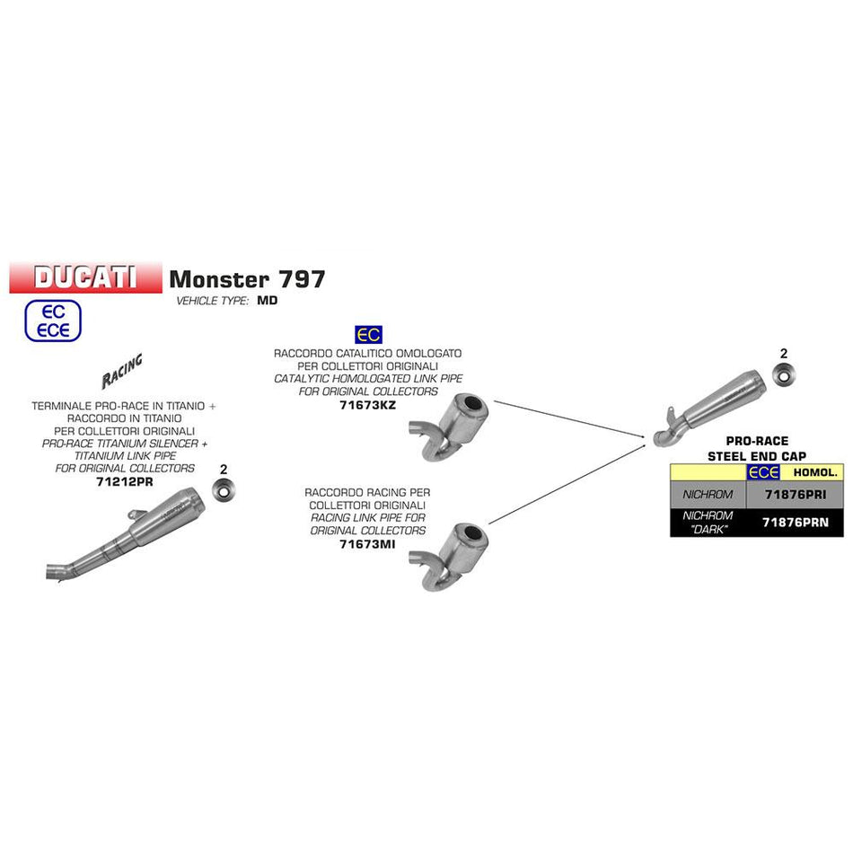 ARROW 71673MI [RAS]: LINK PIPE N-C Stainless steel - DU SCRAMBLER 800 17>20 2