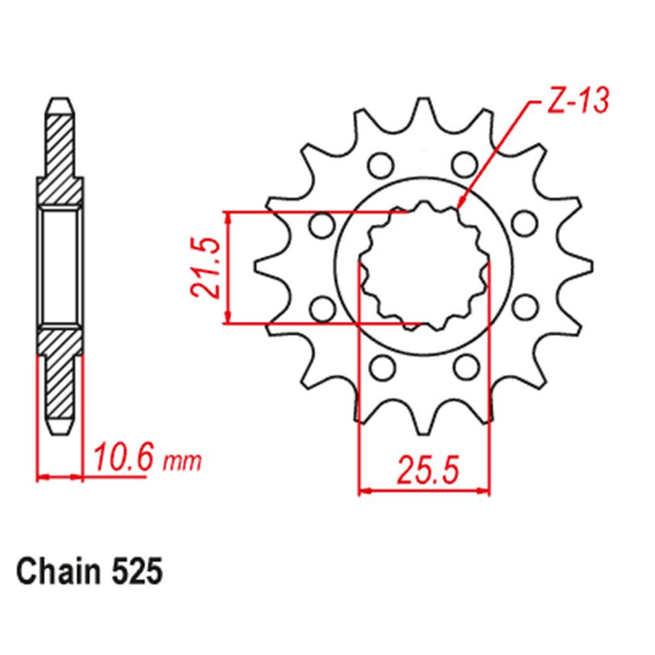 FRONT SPROCKET - STEEL 14T 525P 1