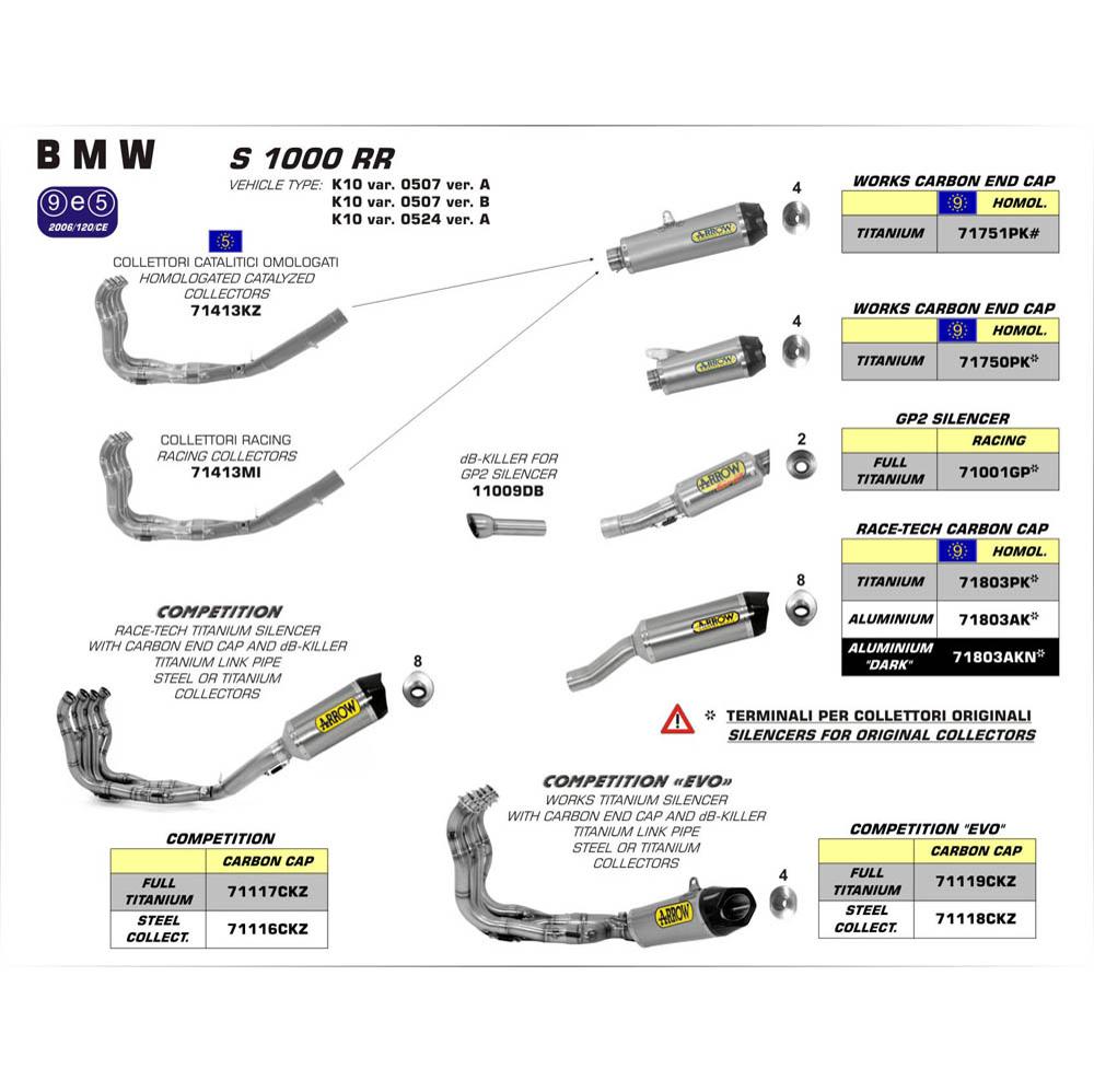 ARROW Full System Race 71116CKZ [FS]: COMPN STL & R-T TI W CBN E/C - BMW S1000RR 09>14 2