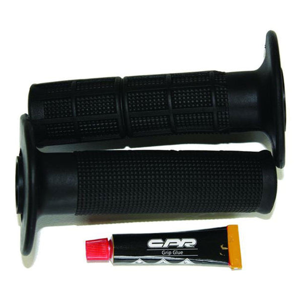 MOTORCYCLE HAND GRIPS - OFF ROAD HALF WAFFLE - BLACK 1