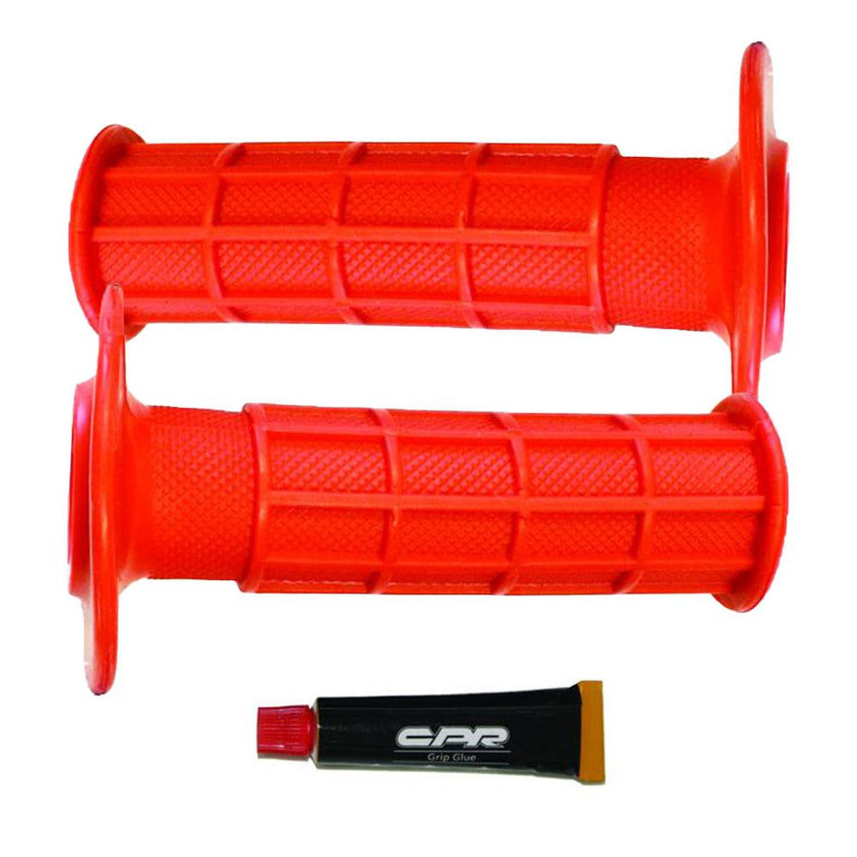 MOTORCYCLE HAND GRIPS - OFF ROAD HALF WAFFLE - RED 1