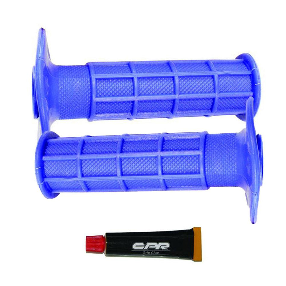 MOTORCYCLE HAND GRIPS - OFF ROAD HALF WAFFLE - BLUE 1