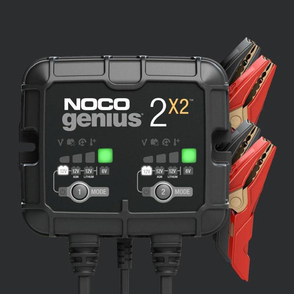 NOCO GENIUS 2X2 : BANK CHARGER - 6/12V 2A x 2 Batteries 1