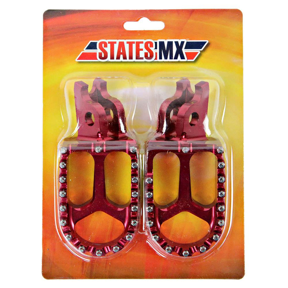 STATES MX S2 ALLOY OFF ROAD FOOTPEGS - HONDA - RED 1