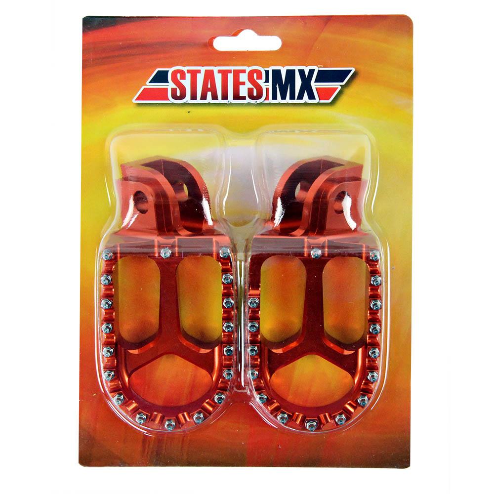 STATES MX S2 ALLOY OFF ROAD FOOTPEGS - KTM - ORANGE 1