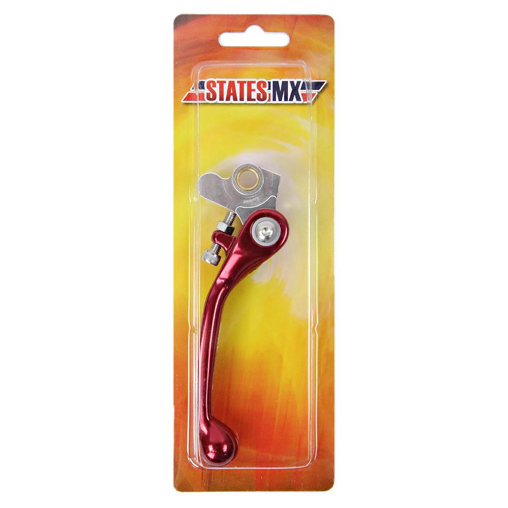 STATES MX FRONT BRAKE LEVER - STD FLEX - HONDA/SUZUKI - RED 1