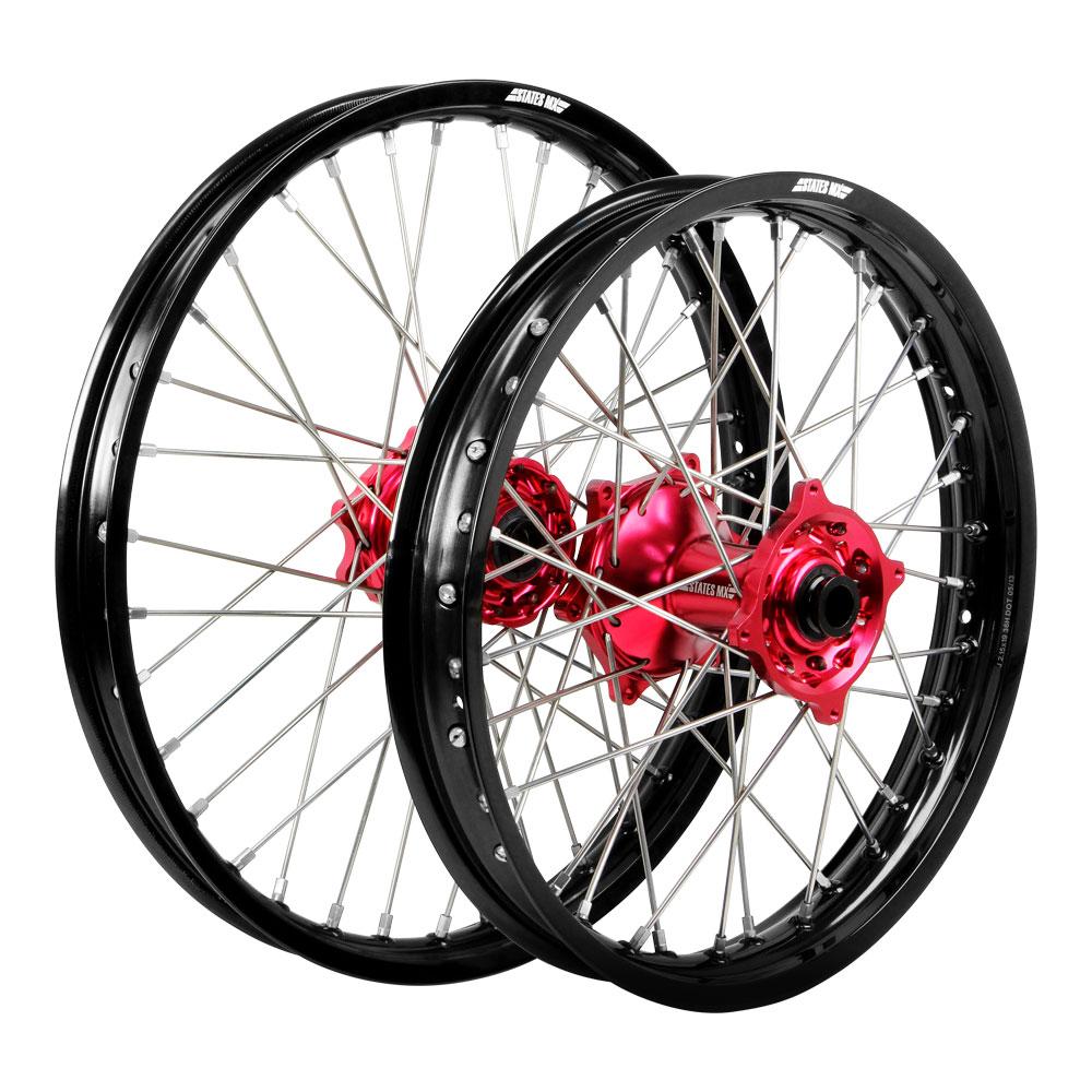 States MX STATES MX WHEEL SET GAS GAS MC85 BW - BLACK RIM/RED HUB ...