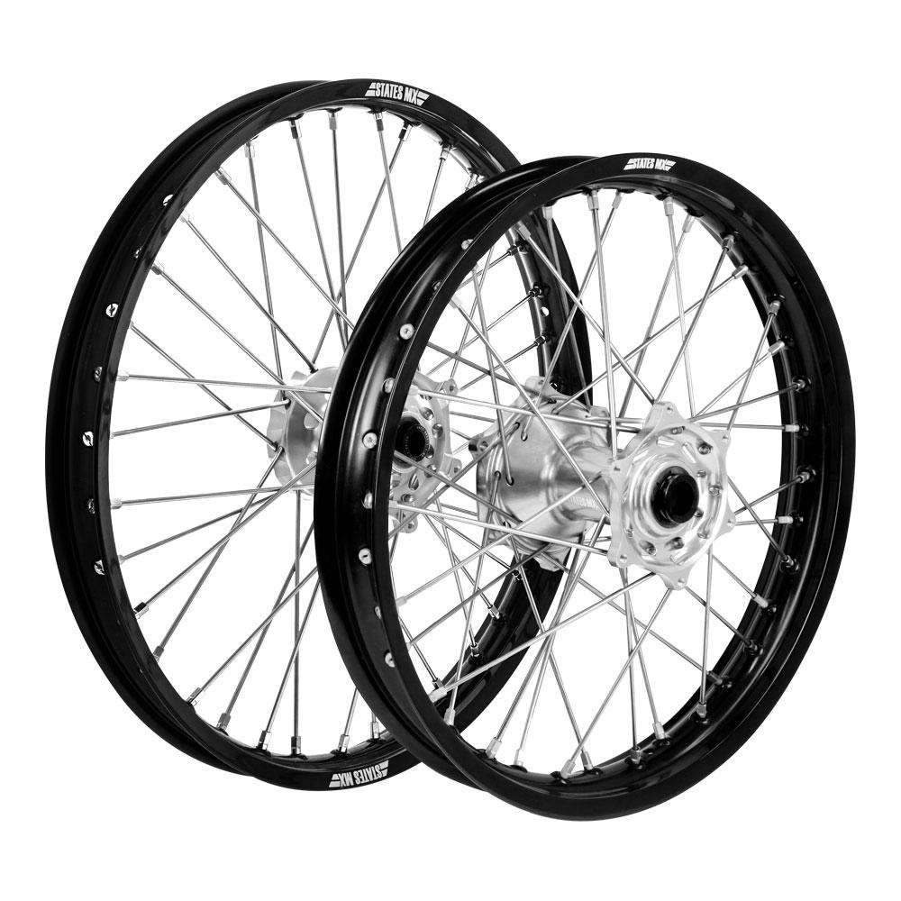 STATES MX WHEEL SET YAMAHA YZ/YZF 21"FRONT/19" REAR - BLACK/SILVER/SILVER 1