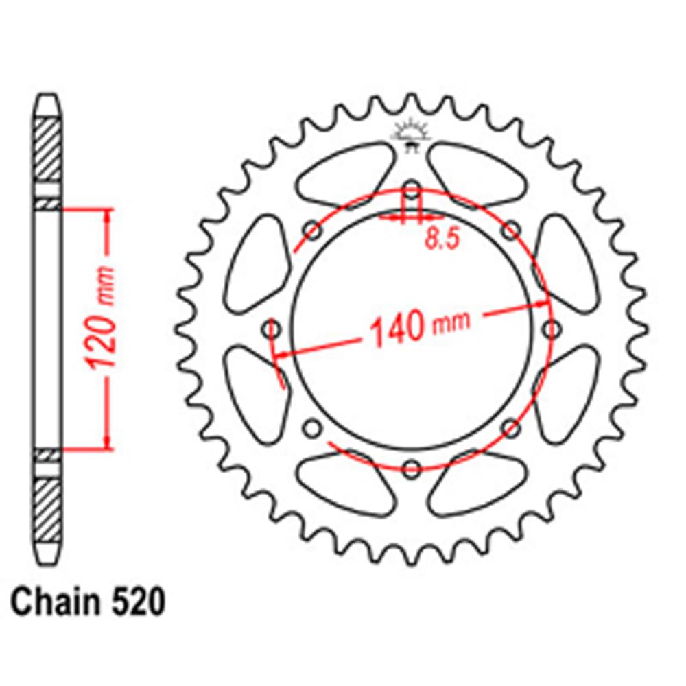 REAR SPROCKET - STEEL 37T 520P 1