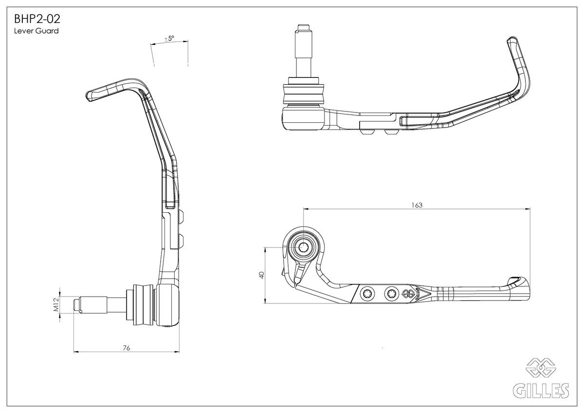 Gilles Tooling handshield brake side black dull, BHP2-02-BD - 2