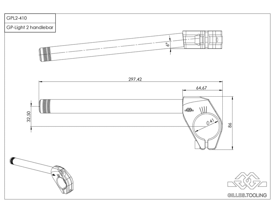 Gilles Tooling handlebar GP-LIGHT 2 410, GPL2-410 - 2