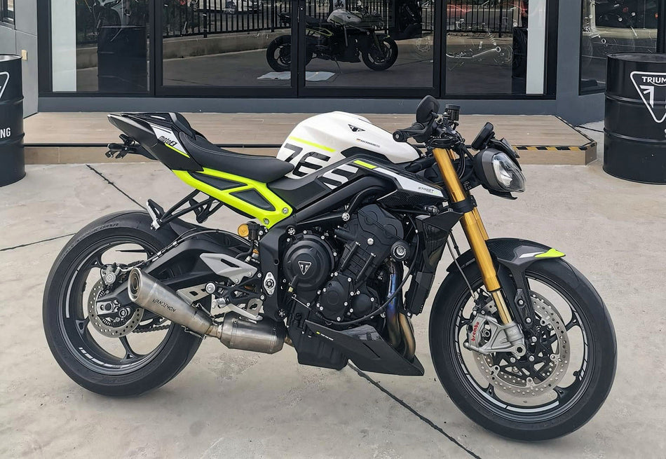 Triumph 765 S/R/RS and Moto 2 Street Triple Slash Cut Titanium Exhaust 2023-2025