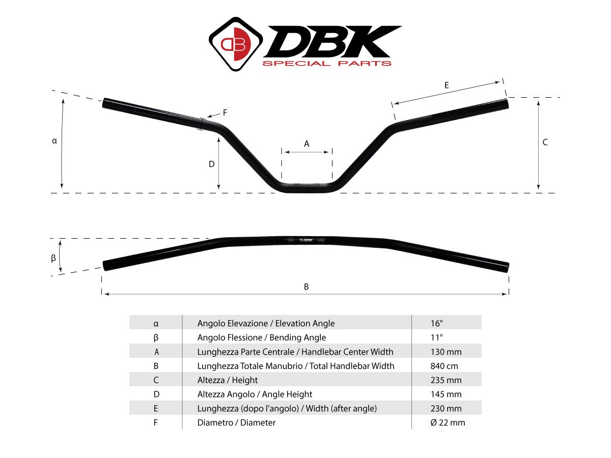 HAN03 - HIGH CURVE HANDLEBAR Ø 22 mm - DBK Special Parts - 2