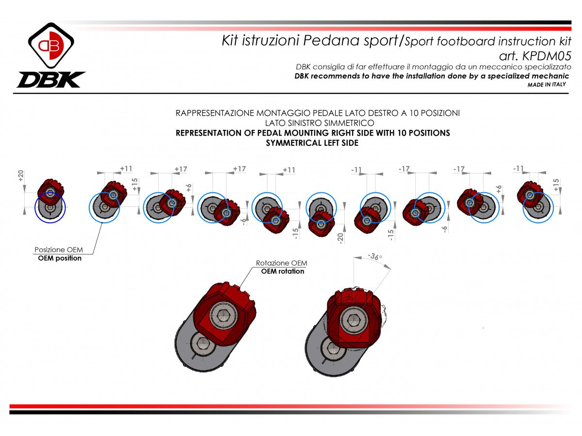 KPDM05 - ADJUSTABLE SPORT PILOT FOOTPEGS KIT - DBK Special Parts - 3