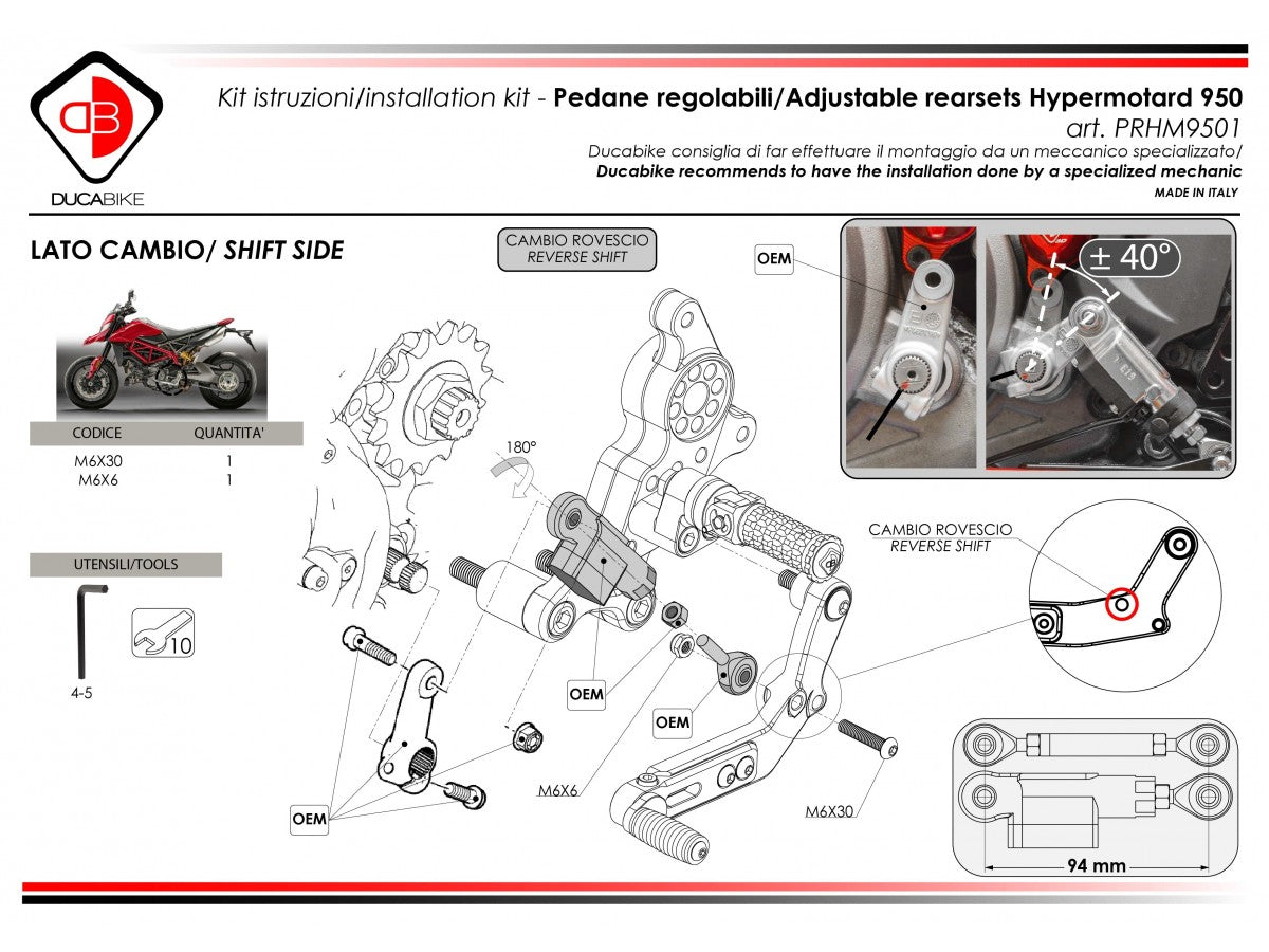 PRHM9501 - HM 950 ADJUSTABLE REARSET - DBK Special Parts - 10