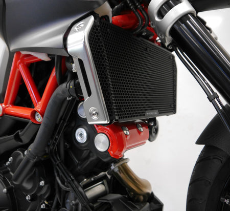 Aprilia Shiver 900 motorcycle showing EP Radiator Guard installed