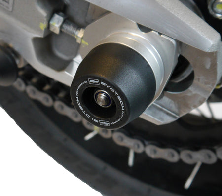 The rear swingarm of the Ducati Multistrada V2 with an EP black nylon spindle bobbin securely fitted.