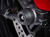 EP Front Spindle Bobbins crash protection from EP Spindle Bobbins Paddock Kit fitted to the front wheel of the Ducati Monster 797.