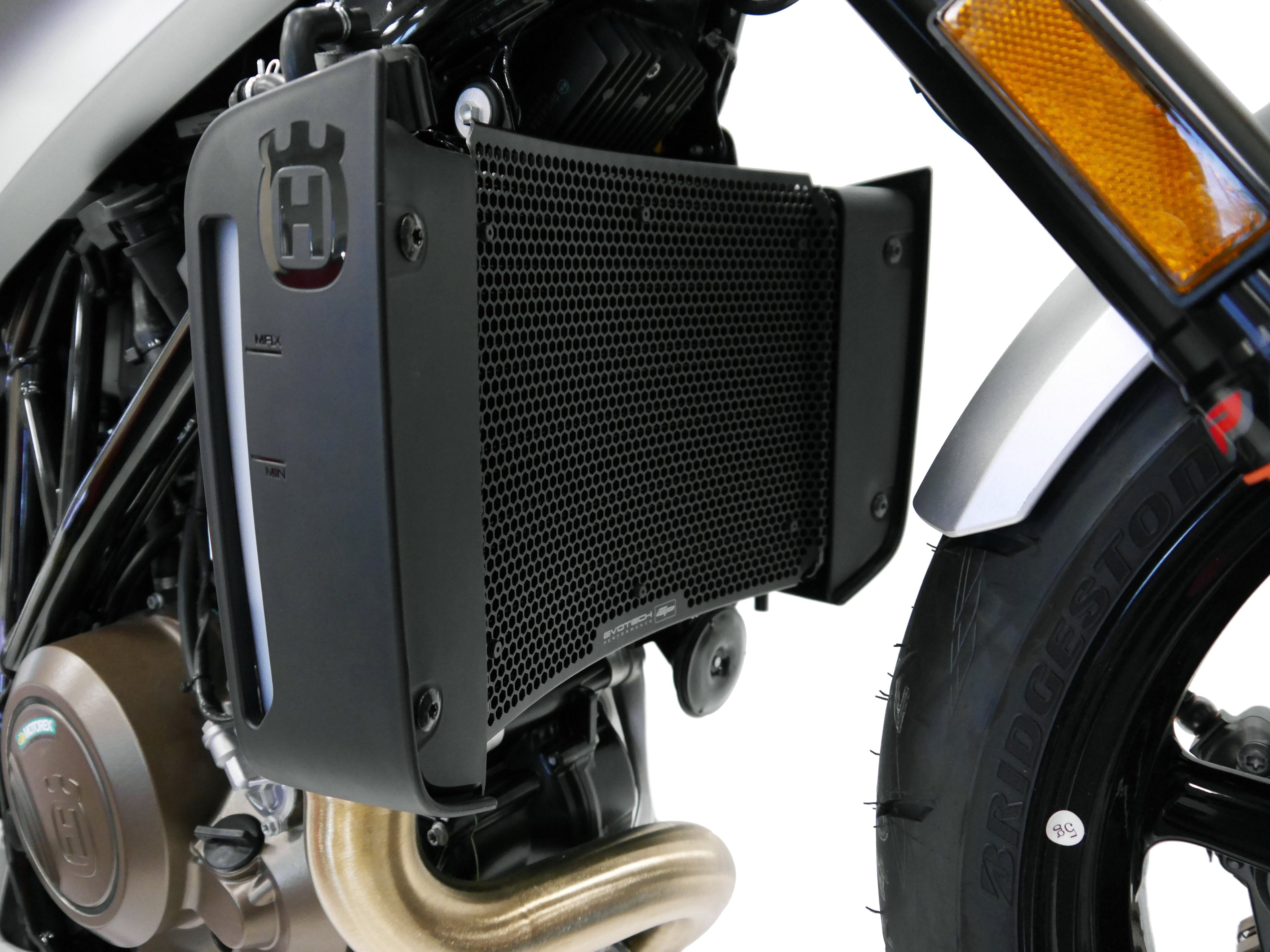 EP Radiator Guard installed on Husqvarna Svartpilen 701 motorbike