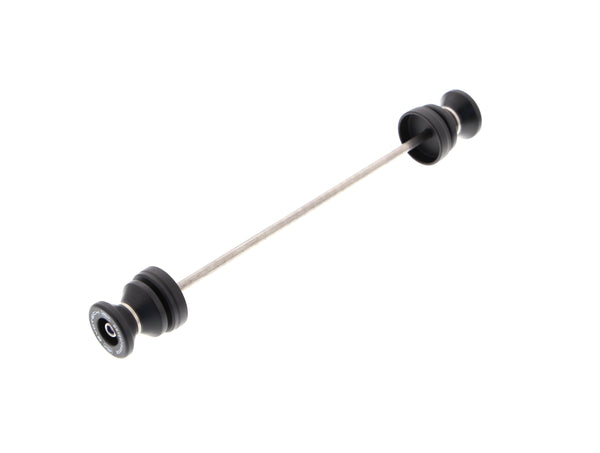 EP Paddock Stand Bobbins for the Ducati Scrambler Desert Sled comprises a spindle rod with EPs signature nylon paddock stand bobbins either end with precision shaped aluminium spacer.
