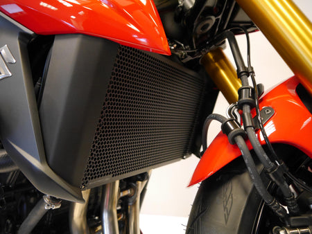 Close up view of the  EP Radiator Guard for Suzuki GSR750 ABS and Non-ABS