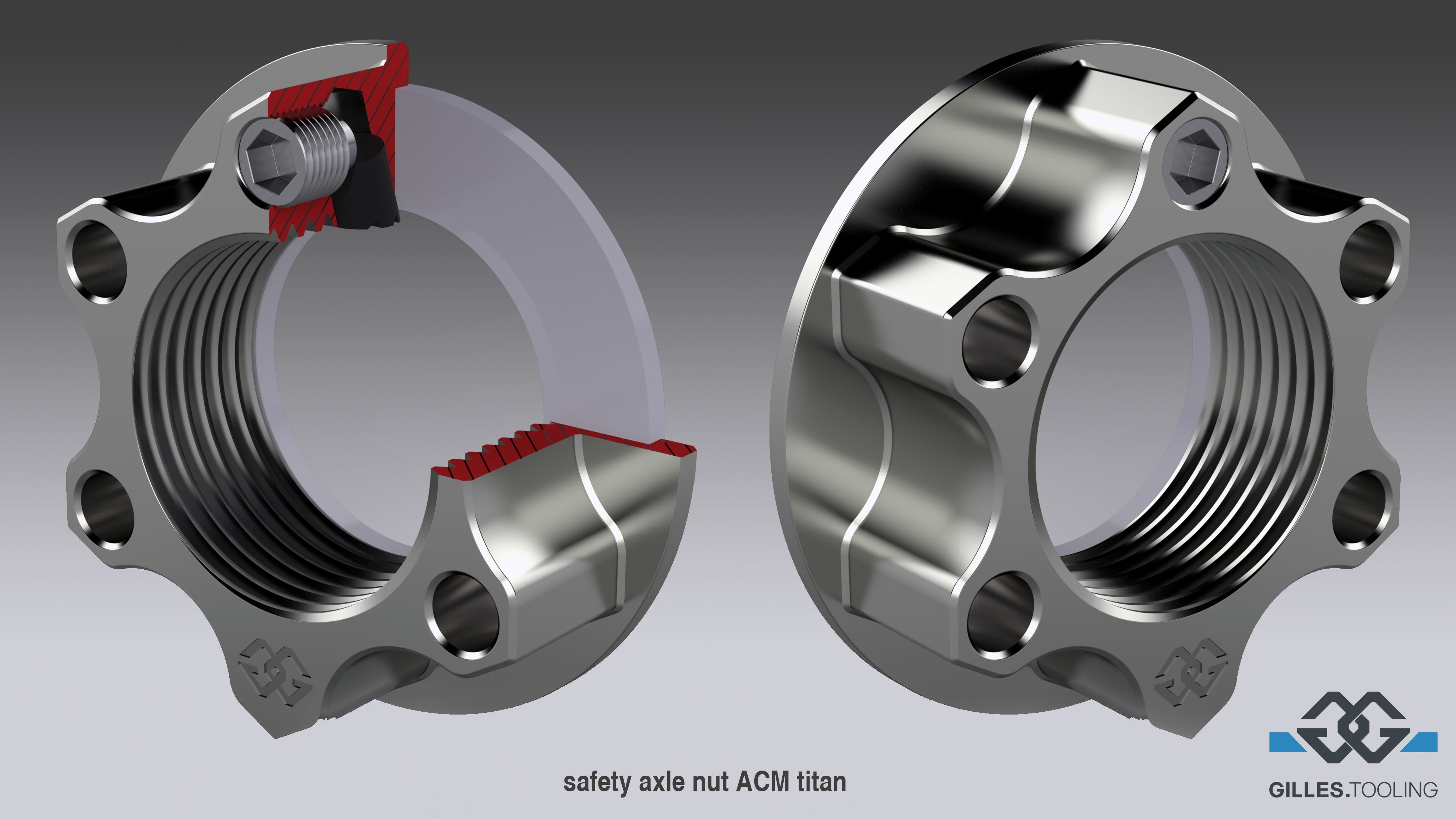 Gilles Tooling safety axle nut ACM titanium M25X1,5