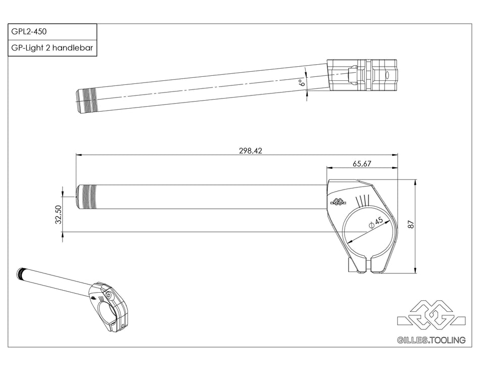 Gilles Tooling handlebar GP-LIGHT 2 450