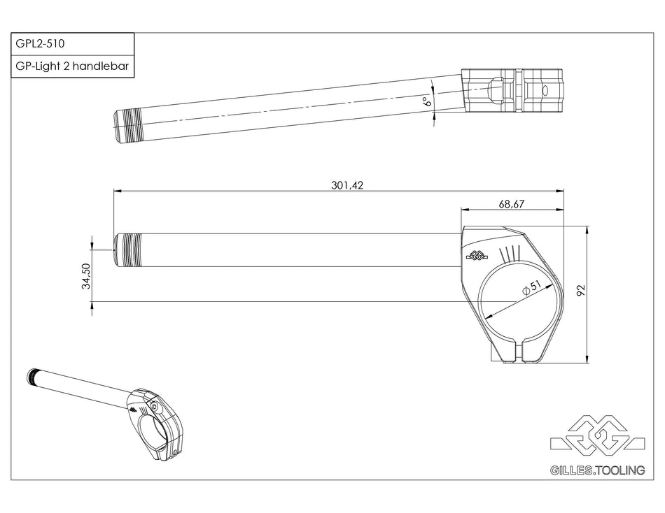 Gilles Tooling handlebar GP-LIGHT 2 510