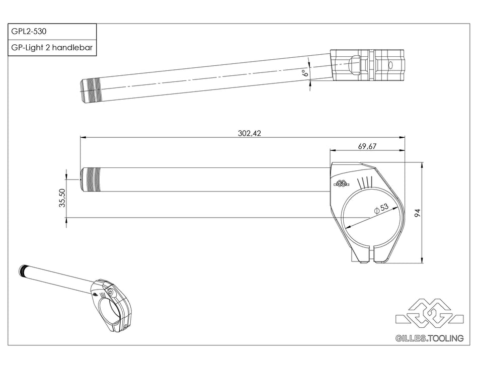 Gilles Tooling handlebar GP-LIGHT 2 530